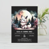 Magical Printable Wolf Birthday Einladung (Stehend Vorderseite)