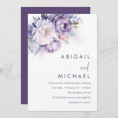 Magical Purple Floral Wedding  Einladung (Vorne/Hinten)