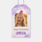 Magical Purple Photo Birthday Party  Geschenkanhänger (Rückseite)