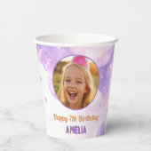 Magical Purple Photo Birthday Party  Pappbecher (Rückseite)