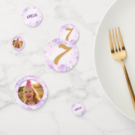 Magical Purple Photo Happy Birthday Party  Konfetti (Gruppe)