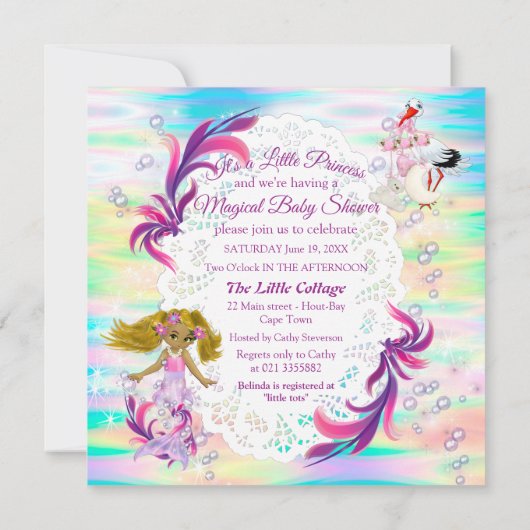 Magical Rainbow Baby Mermaids Mitteilungskarte (Rückseite)