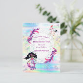 Magical Rainbow Baby Mermaids Party Dusche Postkarte (Stehend Vorderseite)