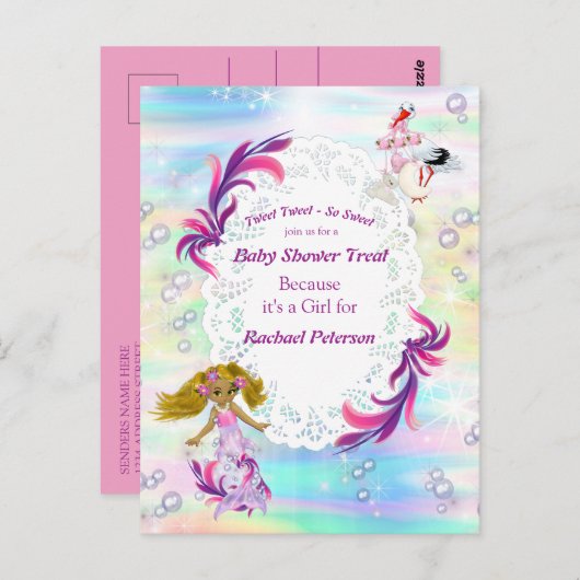 Magical Rainbow Baby Mermaids Party Dusche Postkarte (Vorne/Hinten)