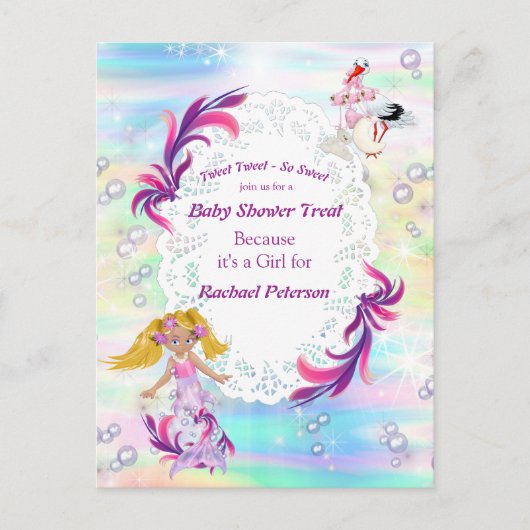Magical Rainbow Baby Mermaids Party Dusche Postkarte (Vorderseite)