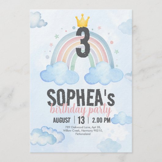 Magical Rainbow Birthday Invitation Einladung (Vorderseite)