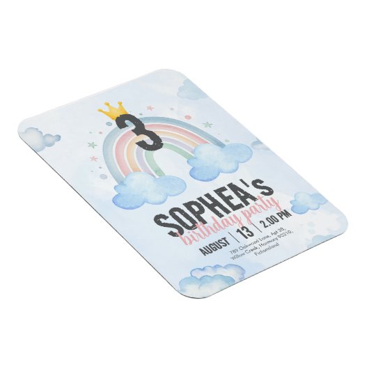 Magical Rainbow Birthday Invitation Magnet (Rechte Seite)