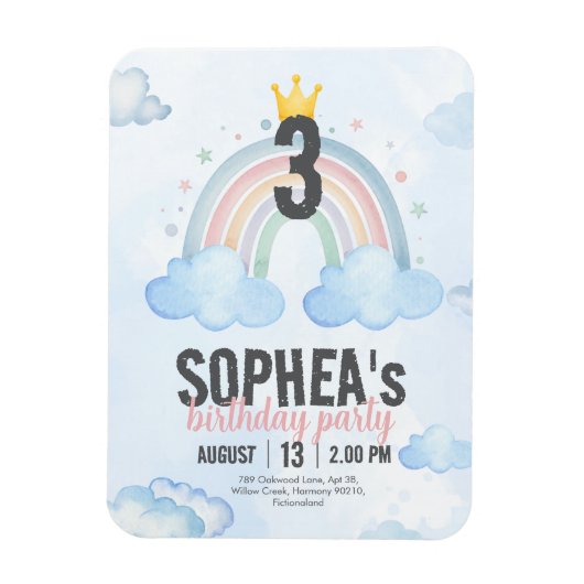 Magical Rainbow Birthday Invitation Magnet (Vertikal)