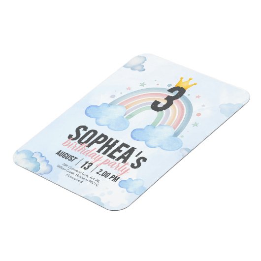 Magical Rainbow Birthday Invitation Magnet (Linke Seite)