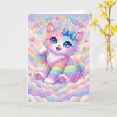 Magical Rainbow Kitten Children's Whimsical Karte (Gelbe Blume)