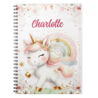 Magical Rainbow Pink Unicorns Spiral Notebook wate Notizblock