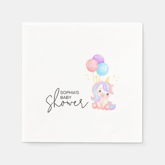 Magical Rainbow Unicorn Baby Shower Party Serviette (Vorderseite)