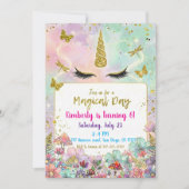 Magical Rainbow Unicorn Birthday Invitations Einladung (Vorderseite)
