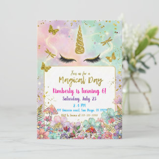 Magical Rainbow Unicorn Birthday Invitations Einladung