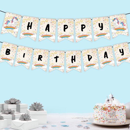 Magical Rainbow Unicorn Birthday Wimpelkette