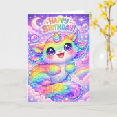Magical Rainbow Unicorn Cat Happy Birthday Kitty Karte (Gelbe Blume)