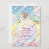 Magical Rainbow Unicorn Girl Birthday Party Einladung (Vorderseite)