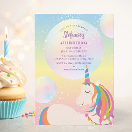 Magical Rainbow Unicorn Girl Birthday Party Einladung