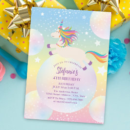 Magical Rainbow Unicorn Girl Birthday Party Einladung