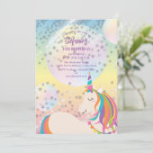Magical Rainbow Unicorn Girl Birthday Party Einladung (Stehend Vorderseite)