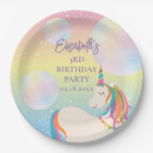 Magical Rainbow Unicorn Girl Birthday Party Pappteller (Vorderseite)