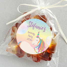 Magical Rainbow Unicorn Girl Birthday Party Runder Aufkleber
