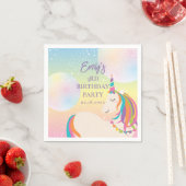 Magical Rainbow Unicorn Girl Birthday Party Serviette (Beispiel)
