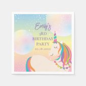 Magical Rainbow Unicorn Girl Birthday Party Serviette (Vorderseite)