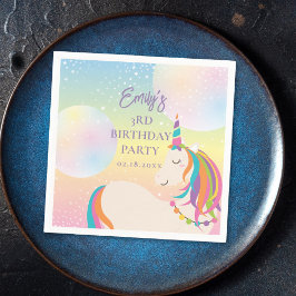 Magical Rainbow Unicorn Girl Birthday Party Serviette