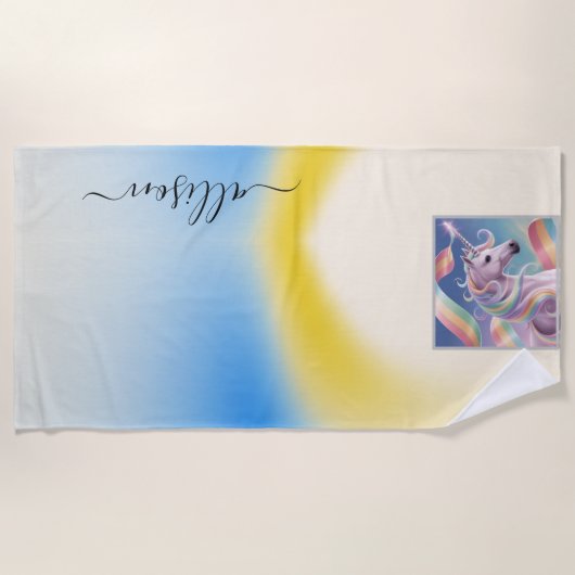 Magical Rainbow Unicorn name Personalized Strandtuch (Vorderseite)