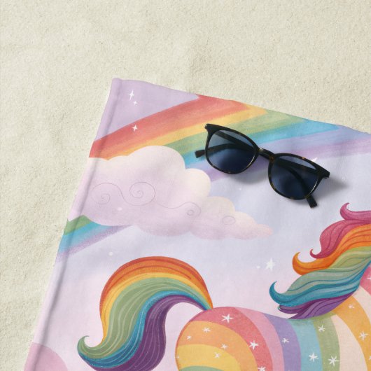 Magical Rainbow Unicorn name Personalized  Strandtuch (Beispiel)