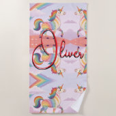 Magical Rainbow Unicorn name Personalized  Strandtuch (Vorderseite)