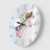 Magical Rainbow, Unicorn , Silver Große Wanduhr (Winkel)