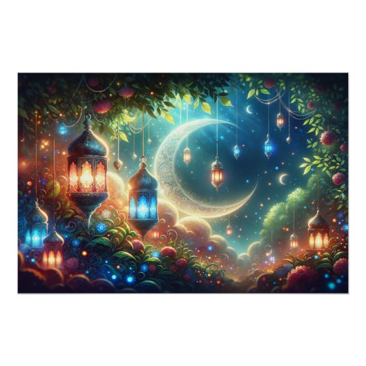 Magical Ramadan Moon & Lanterns Poster (Vorderseite)