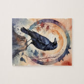 Magical Raven Sunset Fantasy Fall Forest Puzzle (Horizontal)