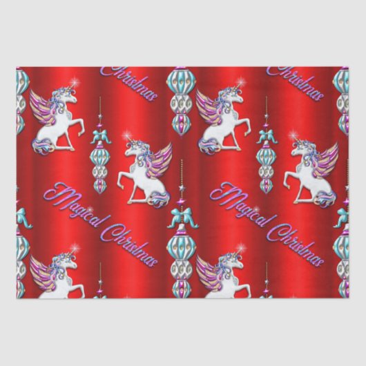 Magical Red Unicorn Weihnachten Seidenpapier (Vorderseite)