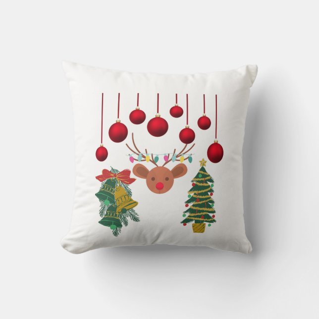 Magical Reindeer Bells and Christmas Tree Design  Kissen (Vorderseite)