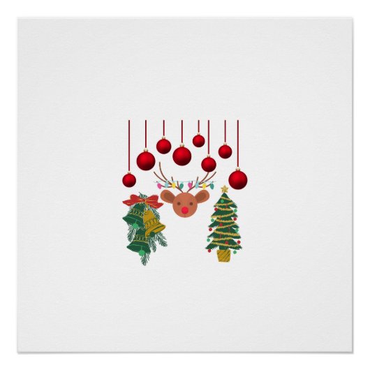 Magical Reindeer Bells and Christmas Tree Design Poster (Vorderseite)