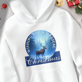 Magical Reindeer Snowy Forest Christmas Gift Art Hoodie