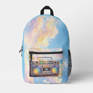 Magical Retro Boombox Playing Music On Beach Bedruckter Rucksack