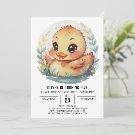 Magical River Duck Birthday Einladung (Stehend Vorderseite)
