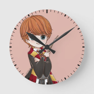 Magical Ron Weasley Watercolor Runde Wanduhr