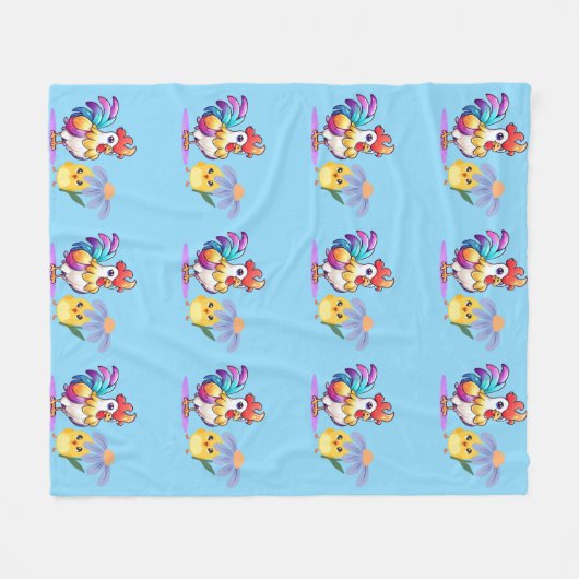 Magical Rooster Boys Fleece Blanket (Vorderseite (Horizontal))