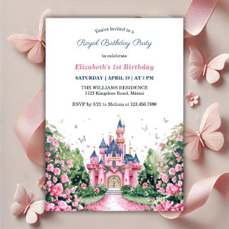 Magical Royal Princess Butterflies 1. Geburtstag Einladung