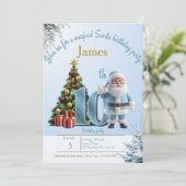 Magical Santa Birthday Invitation – 10th Birthday Dankeskarte (Stehend Vorderseite)