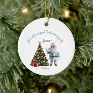 Magical Santa Birthday Invitation Keramik Ornament
