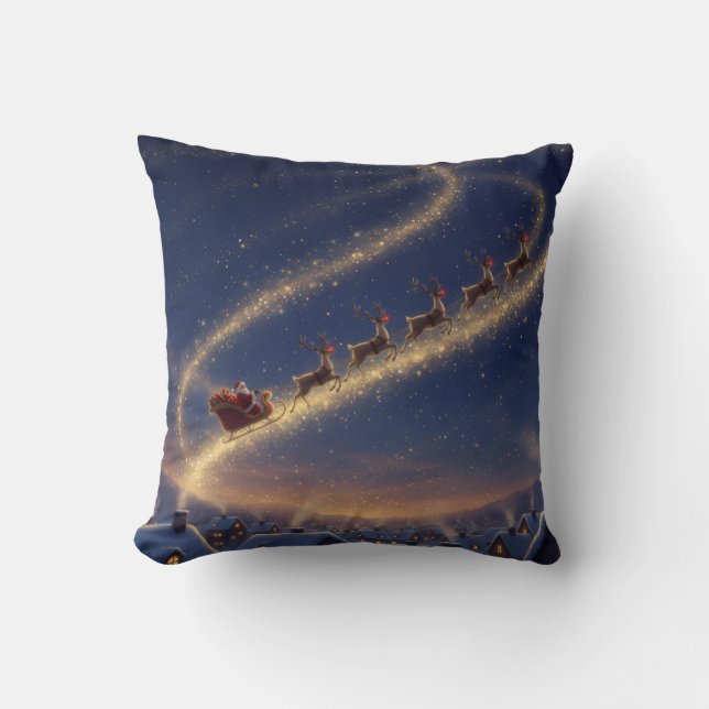 Magical Santa Christmas Pattern Starry Night Sky  Kissen (Vorderseite)