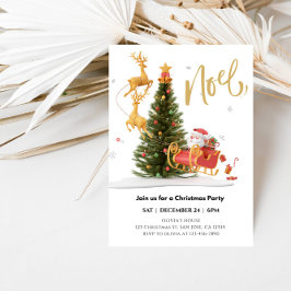 Magical Santa Claus Riding Sleigh Weihnachten Part Einladung