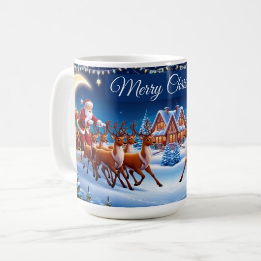 Magical Santa Claus Sleigh Reiten mit Rentier Kaffeetasse (Vorderseite Links)