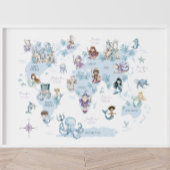 Magical Sea World, Mermaids, Ritter, Weltkarte Poster